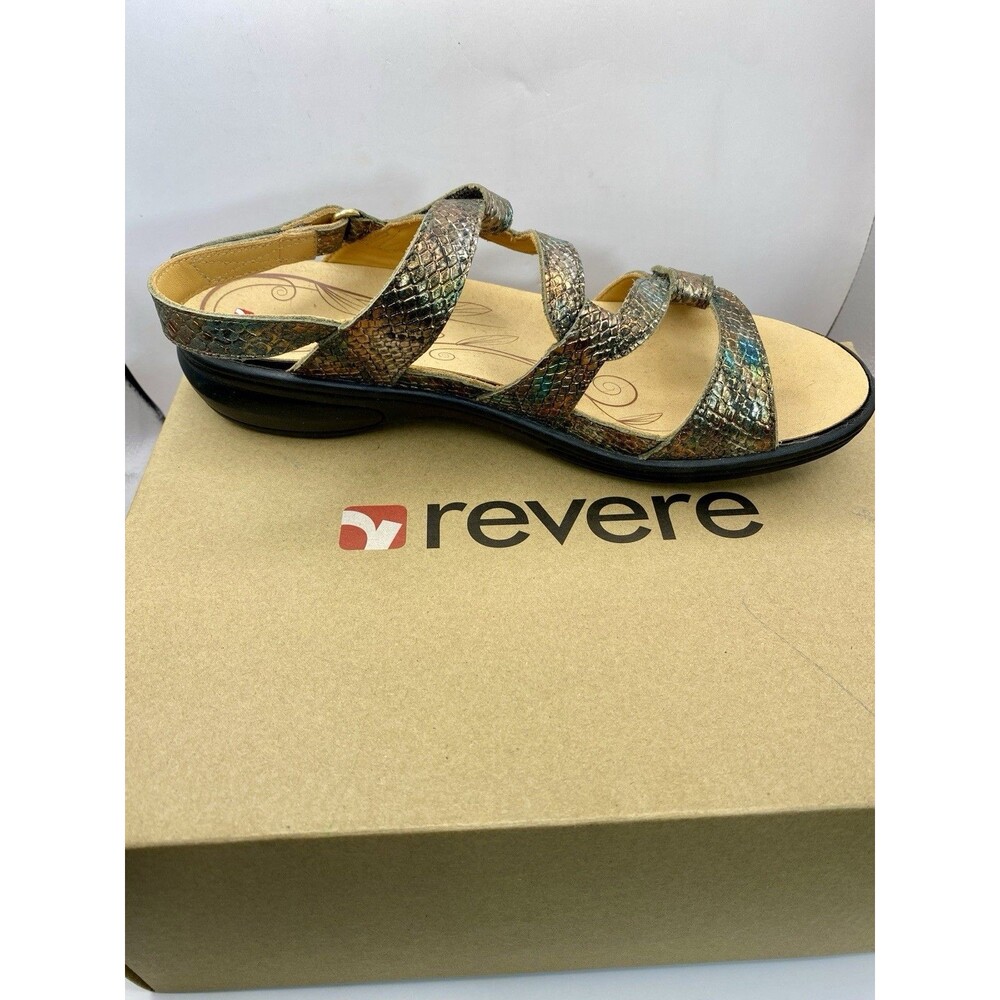 Women's Revere Miami/Peacock Python Adjustable Strappy Leather Sandal size 9M